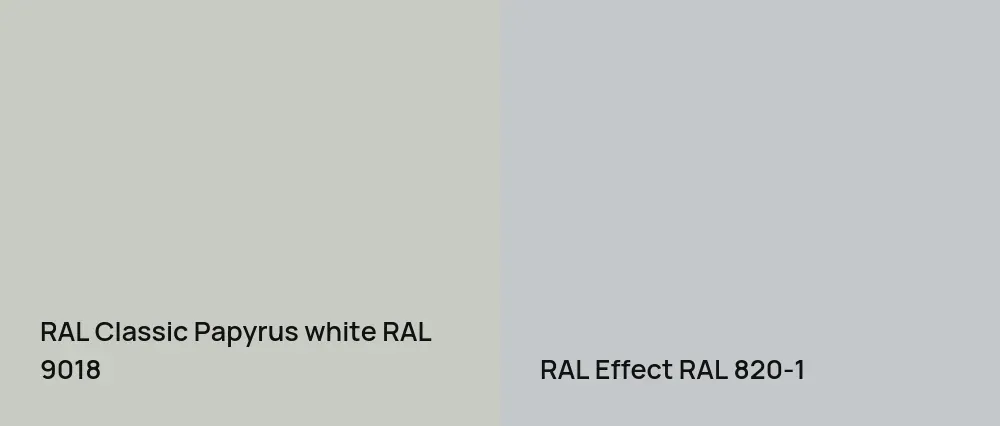 RAL Classic Papyrus white RAL 9018 vs RAL Effect  RAL 820-1
