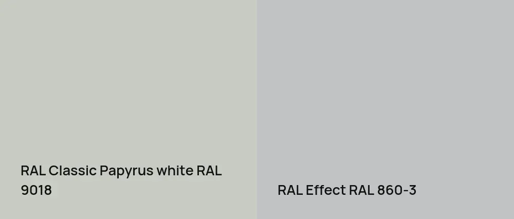 RAL Classic Papyrus white RAL 9018 vs RAL Effect  RAL 860-3