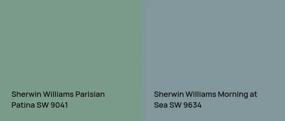 Sherwin Williams Parisian Patina SW 9041 vs Sherwin Williams Morning at Sea SW 9634