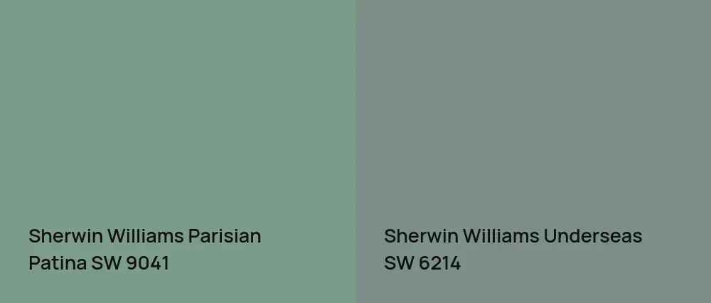 Sherwin Williams Parisian Patina SW 9041 vs Sherwin Williams Underseas SW 6214