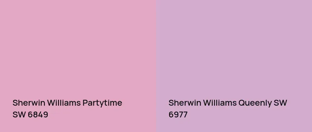 Sherwin Williams Partytime SW 6849 vs Sherwin Williams Queenly SW 6977