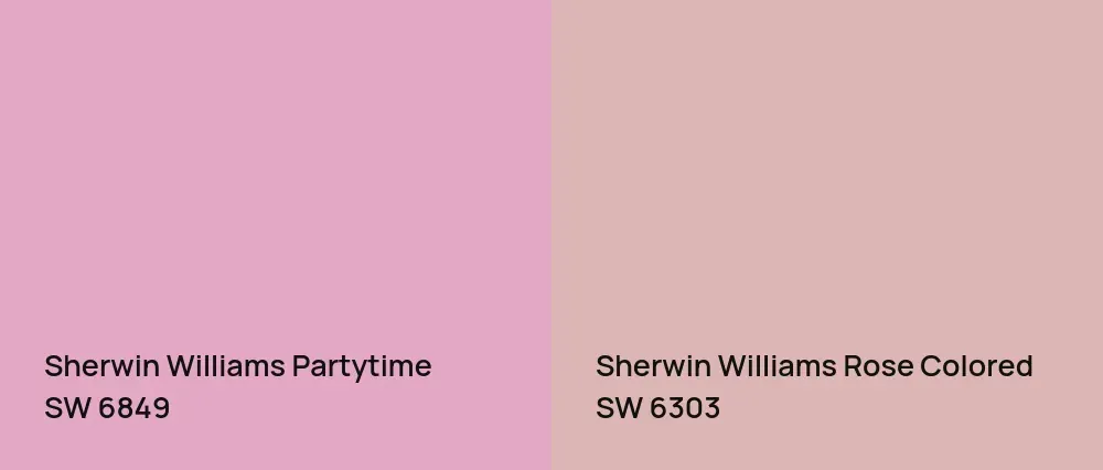 Sherwin Williams Partytime SW 6849 vs Sherwin Williams Rose Colored SW 6303
