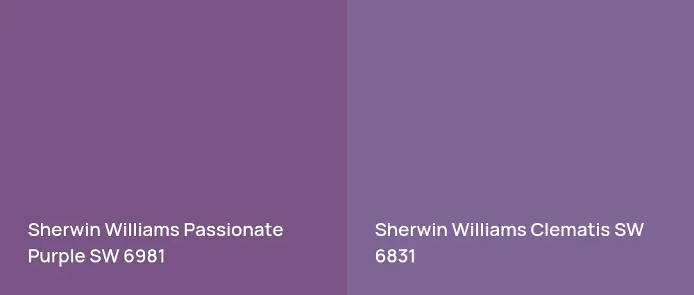 Sherwin Williams Passionate Purple SW 6981 vs Sherwin Williams Clematis SW 6831
