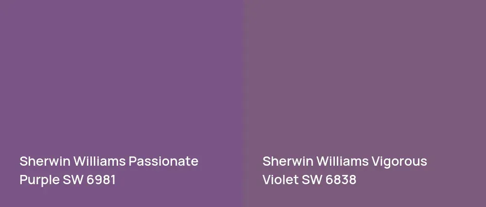 Sherwin Williams Passionate Purple SW 6981 vs Sherwin Williams Vigorous Violet SW 6838
