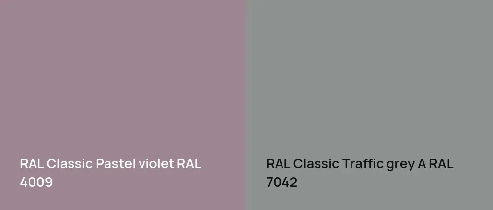 RAL Classic  Pastel violet RAL 4009 vs RAL Classic  Traffic grey A RAL 7042