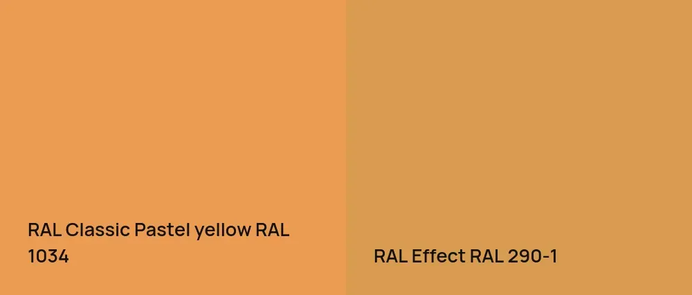 RAL Classic  Pastel yellow RAL 1034 vs RAL Effect  RAL 290-1