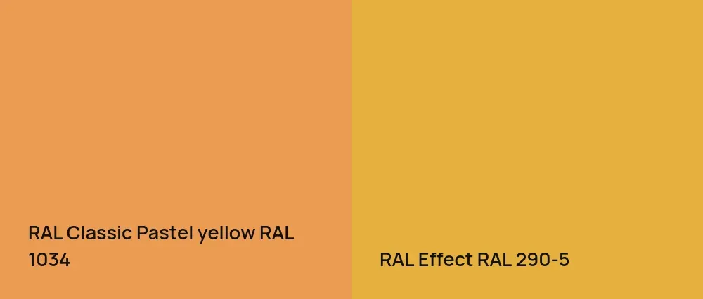 RAL Classic  Pastel yellow RAL 1034 vs RAL Effect  RAL 290-5