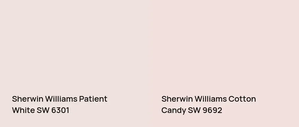Sherwin Williams Patient White SW 6301 vs Sherwin Williams Cotton Candy SW 9692