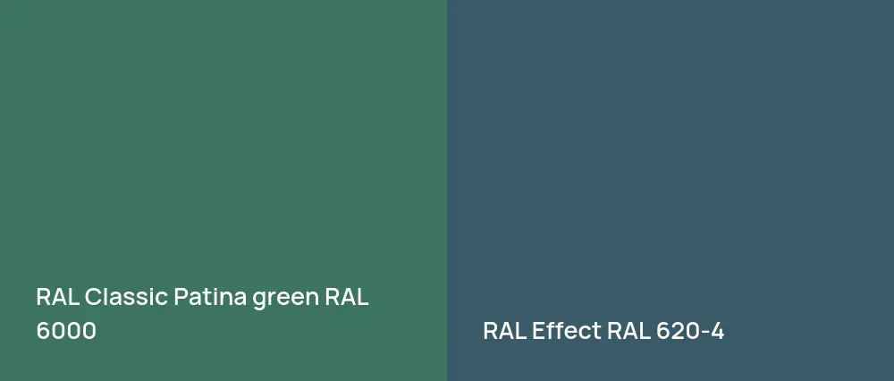 RAL Classic  Patina green RAL 6000 vs RAL Effect  RAL 620-4
