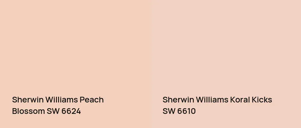 Sherwin Williams Peach Blossom SW 6624 vs Sherwin Williams Koral Kicks SW 6610