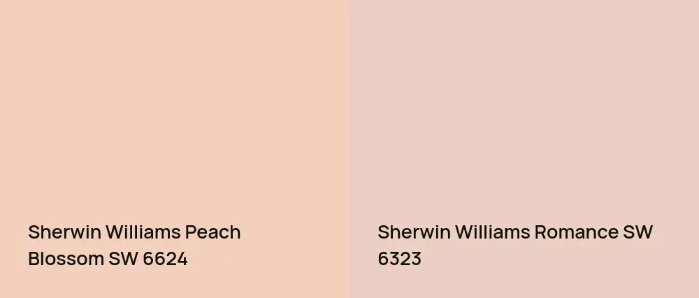 Sherwin Williams Peach Blossom SW 6624 vs Sherwin Williams Romance SW 6323