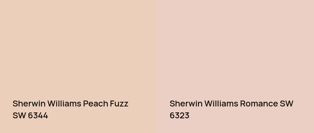 Sherwin Williams Peach Fuzz SW 6344 vs Sherwin Williams Romance SW 6323