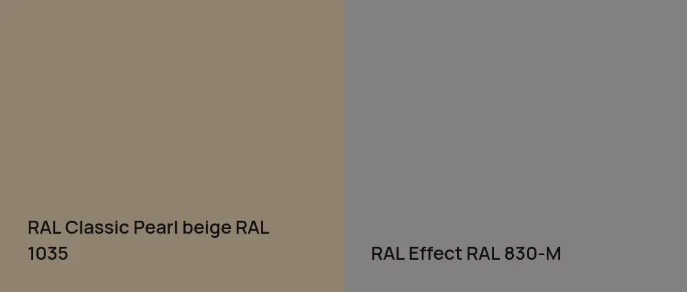 RAL Classic  Pearl beige RAL 1035 vs RAL Effect  RAL 830-M