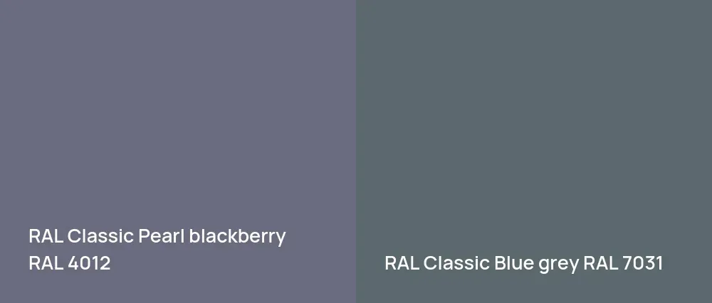 RAL Classic  Pearl blackberry RAL 4012 vs RAL Classic  Blue grey RAL 7031