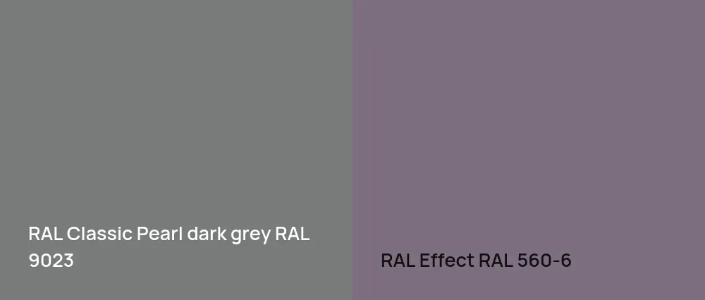RAL Classic Pearl dark grey RAL 9023 vs RAL Effect  RAL 560-6