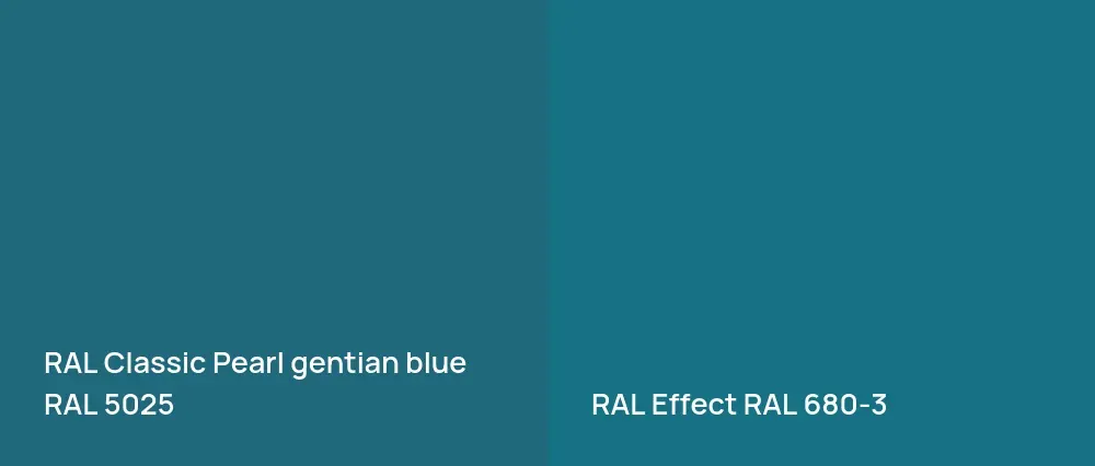 RAL Classic  Pearl gentian blue RAL 5025 vs RAL Effect  RAL 680-3