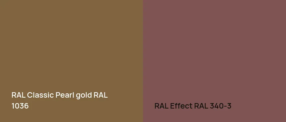 RAL Classic  Pearl gold RAL 1036 vs RAL Effect  RAL 340-3