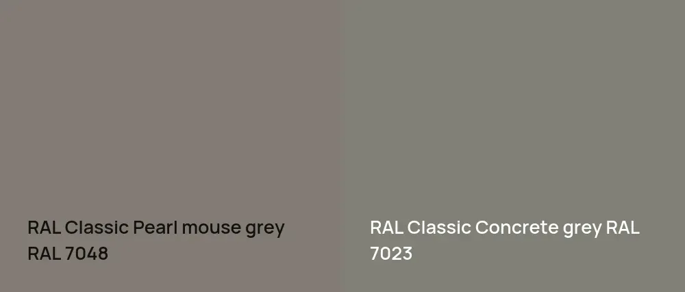 RAL Classic  Pearl mouse grey RAL 7048 vs RAL Classic  Concrete grey RAL 7023