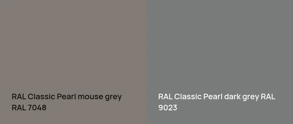 RAL Classic  Pearl mouse grey RAL 7048 vs RAL Classic Pearl dark grey RAL 9023