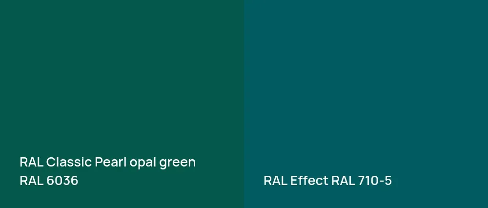 RAL Classic  Pearl opal green RAL 6036 vs RAL Effect  RAL 710-5