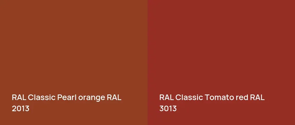 RAL Classic  Pearl orange RAL 2013 vs RAL Classic  Tomato red RAL 3013