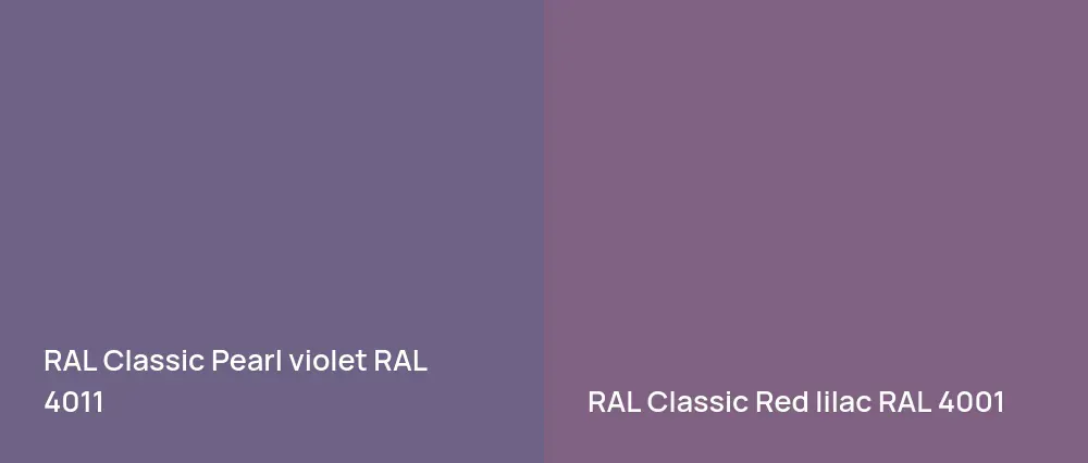 RAL Classic  Pearl violet RAL 4011 vs RAL Classic  Red lilac RAL 4001