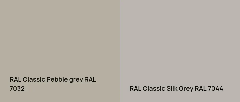 RAL Classic  Pebble grey RAL 7032 vs RAL Classic Silk Grey RAL 7044