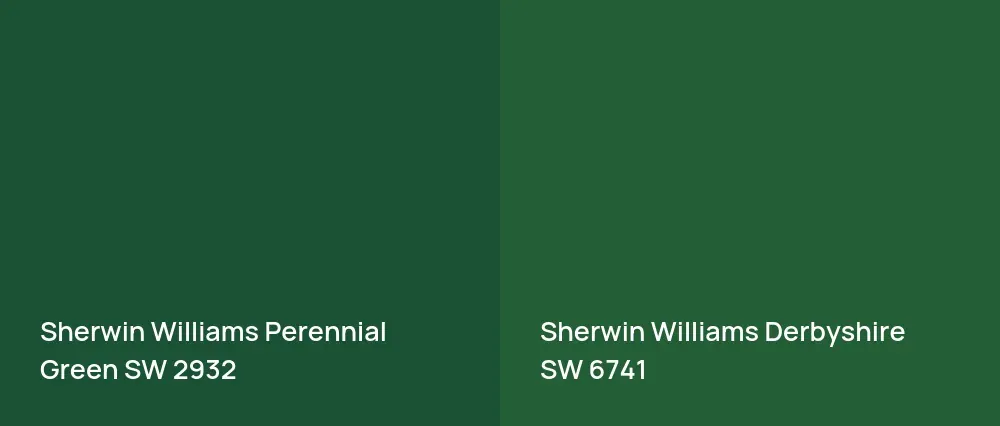 Sherwin Williams Perennial Green SW 2932 vs Sherwin Williams Derbyshire SW 6741