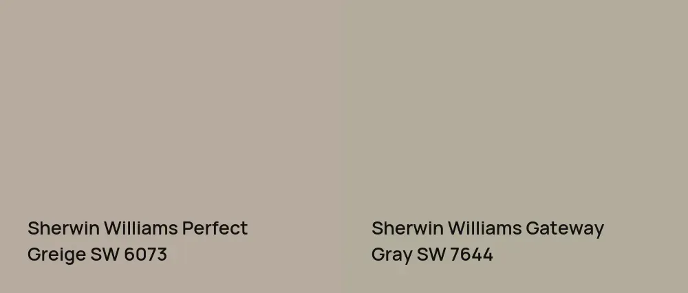 Sherwin Williams Perfect Greige SW 6073 vs Sherwin Williams Gateway Gray SW 7644