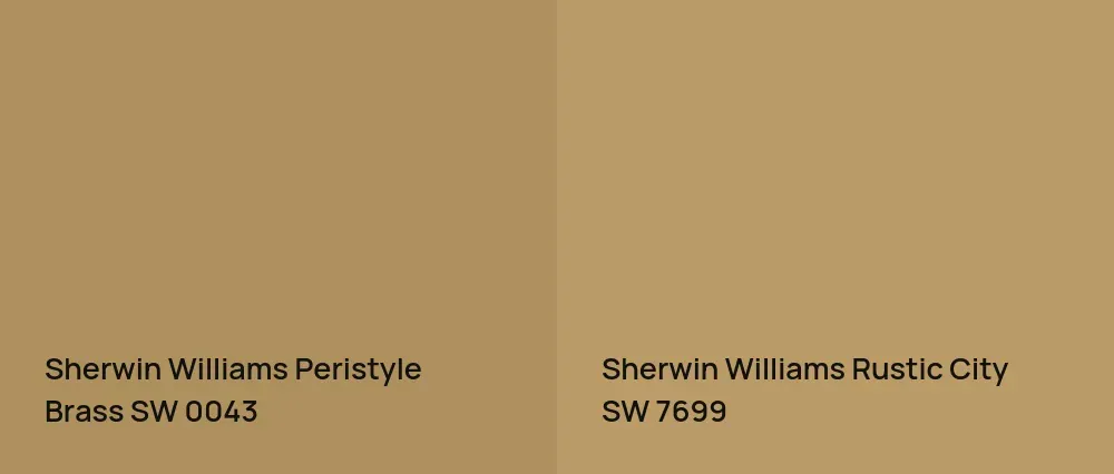 Sherwin Williams Peristyle Brass SW 0043 vs Sherwin Williams Rustic City SW 7699