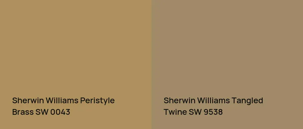 Sherwin Williams Peristyle Brass SW 0043 vs Sherwin Williams Tangled Twine SW 9538