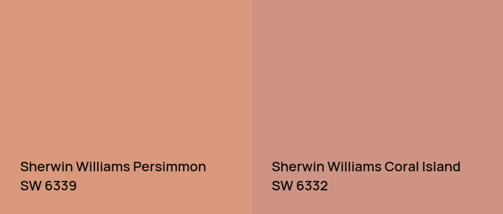 Sherwin Williams Persimmon SW 6339 vs Sherwin Williams Coral Island SW 6332
