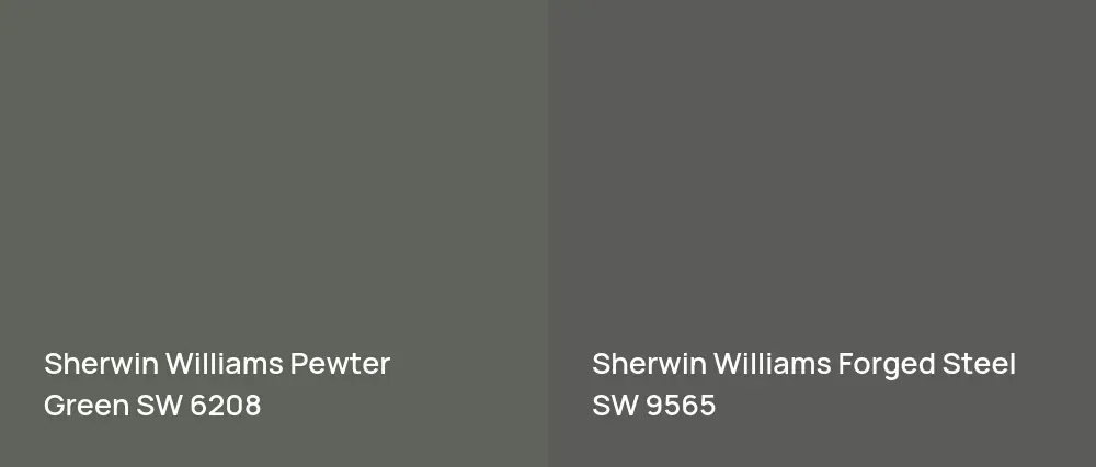 Sherwin Williams Pewter Green SW 6208 vs Sherwin Williams Forged Steel SW 9565