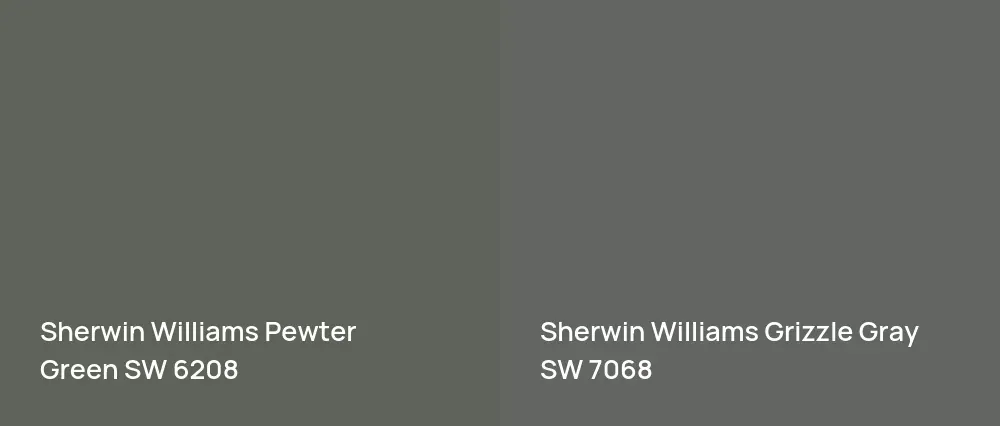 Sherwin Williams Pewter Green SW 6208 vs Sherwin Williams Grizzle Gray SW 7068