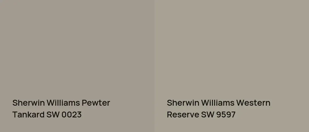 Sherwin Williams Pewter Tankard SW 0023 vs Sherwin Williams Western Reserve SW 9597
