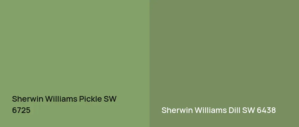 Sherwin Williams Pickle SW 6725 vs Sherwin Williams Dill SW 6438