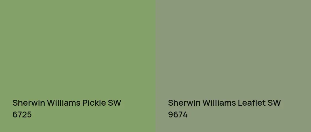 Sherwin Williams Pickle SW 6725 vs Sherwin Williams Leaflet SW 9674