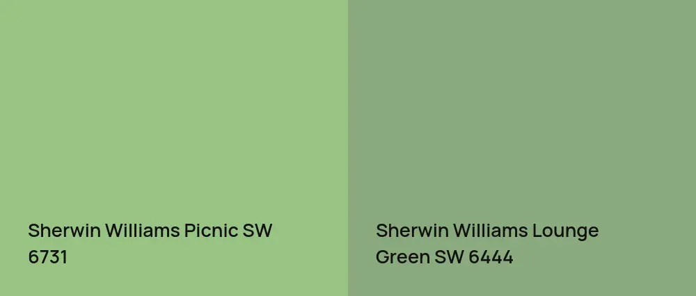 Sherwin Williams Picnic SW 6731 vs Sherwin Williams Lounge Green SW 6444