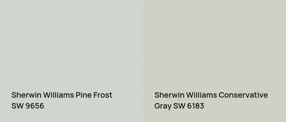 Sherwin Williams Pine Frost SW 9656 vs Sherwin Williams Conservative Gray SW 6183