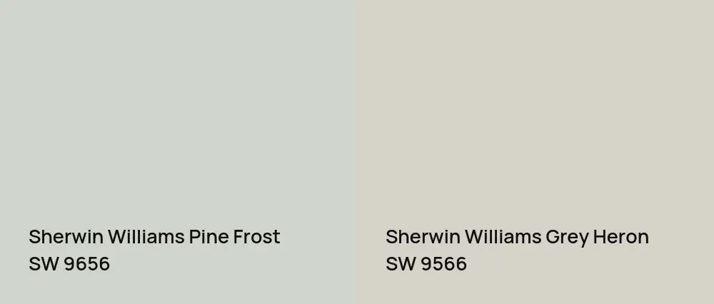 Sherwin Williams Pine Frost SW 9656 vs Sherwin Williams Grey Heron SW 9566