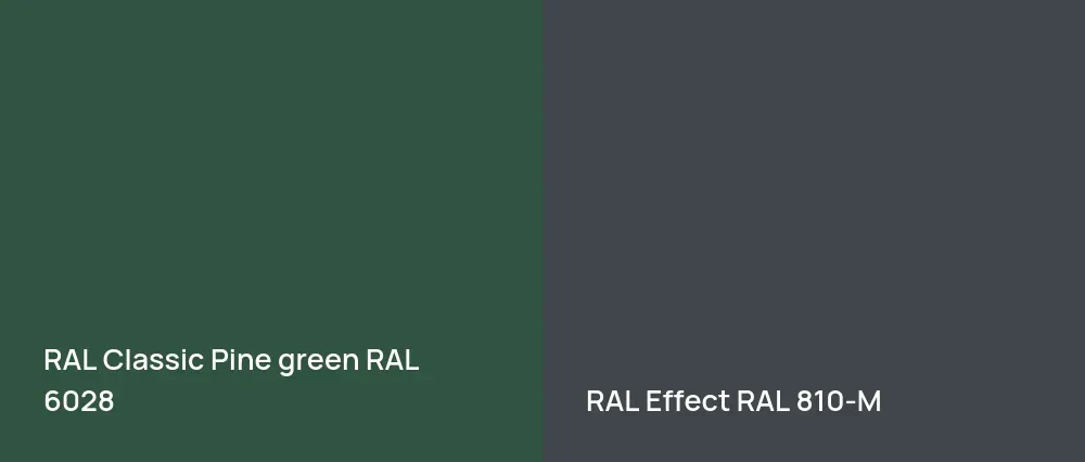 RAL Classic  Pine green RAL 6028 vs RAL Effect  RAL 810-M