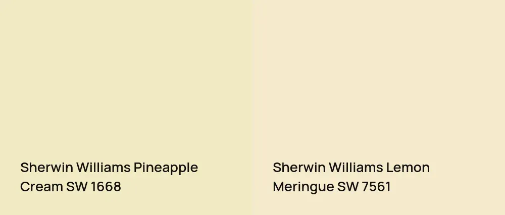 Sherwin Williams Pineapple Cream SW 1668 vs Sherwin Williams Lemon Meringue SW 7561