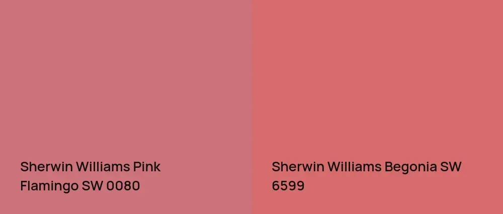 Sherwin Williams Pink Flamingo SW 0080 vs Sherwin Williams Begonia SW 6599