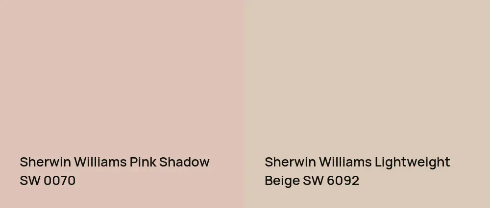 Sherwin Williams Pink Shadow SW 0070 vs Sherwin Williams Lightweight Beige SW 6092