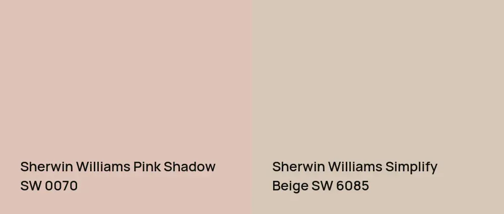 Sherwin Williams Pink Shadow SW 0070 vs Sherwin Williams Simplify Beige SW 6085