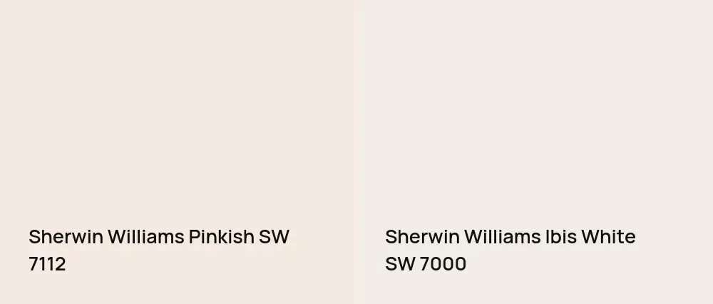 Sherwin Williams Pinkish SW 7112 vs Sherwin Williams Ibis White SW 7000