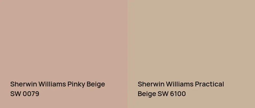 Sherwin Williams Pinky Beige SW 0079 vs Sherwin Williams Practical Beige SW 6100