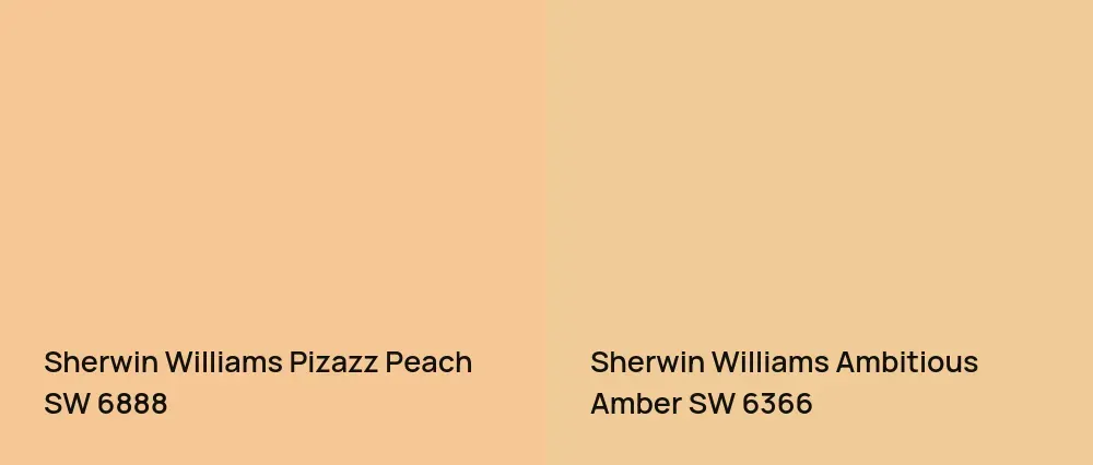 Sherwin Williams Pizazz Peach SW 6888 vs Sherwin Williams Ambitious Amber SW 6366