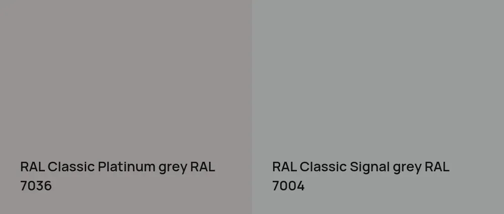 RAL Classic  Platinum grey RAL 7036 vs RAL Classic  Signal grey RAL 7004
