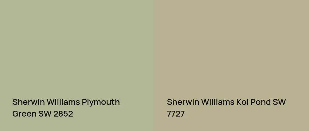 Sherwin Williams Plymouth Green SW 2852 vs Sherwin Williams Koi Pond SW 7727